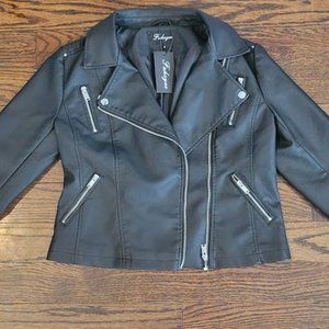 Motorcycle Biker Coat Short Lightweight Vegan Leather - NWT Size M